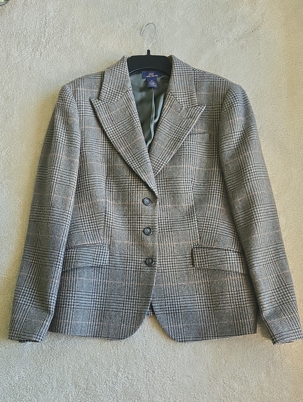 Brooks Brothers 346 Women's Glen Plaid 3 Button Blazer